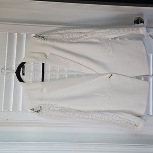 Cream XOXO Brand Lace and Solid Blazer Sz L